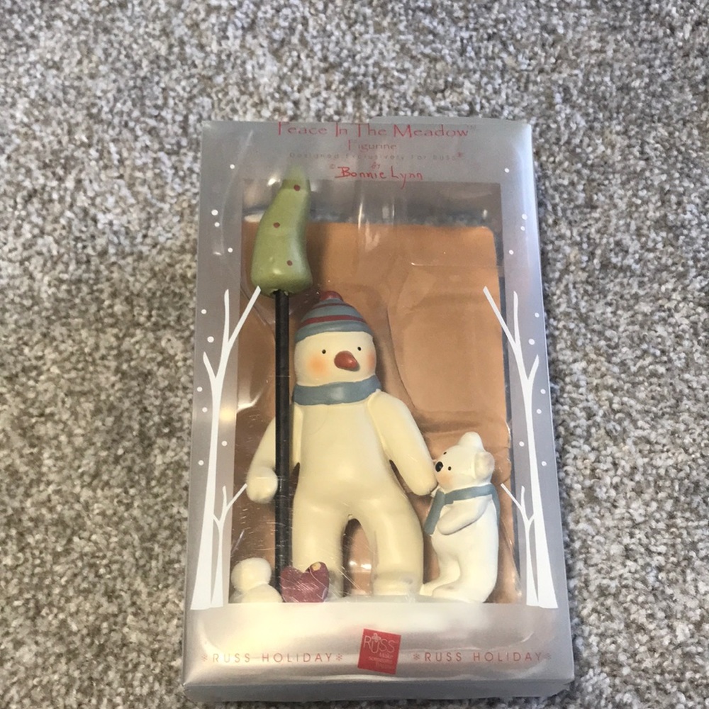 BONNIE LYNN PEACE IN THE MEADOW CHRISTMAS SNOWMAN TREES SUN GOOSE & TEDDY 32340